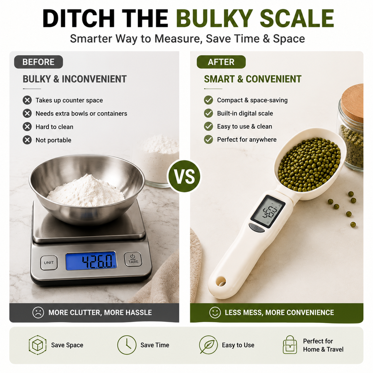 ๐ฅ Smart Digital Measuring Spoon Scale โ Precision Kitchen Weight Spoon for Baking, Cooking & Meal Prep