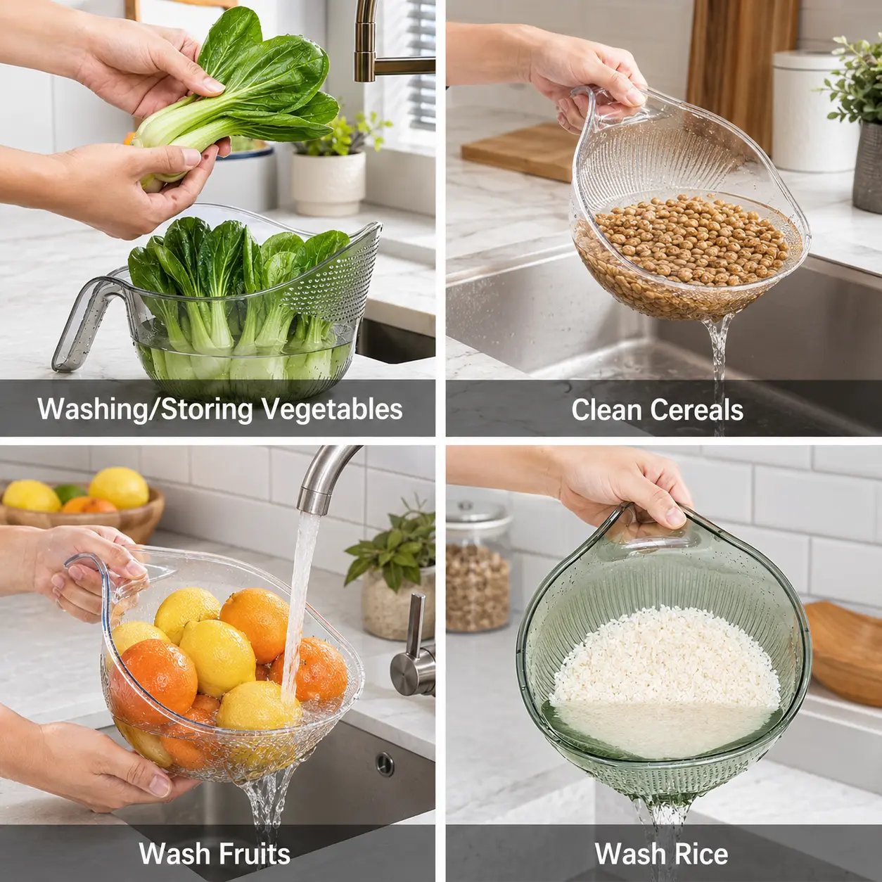 🔥Buy More Get More Free-Multi-Functional Rice Strainer with Handle, BPA-Free Kitchen Colander