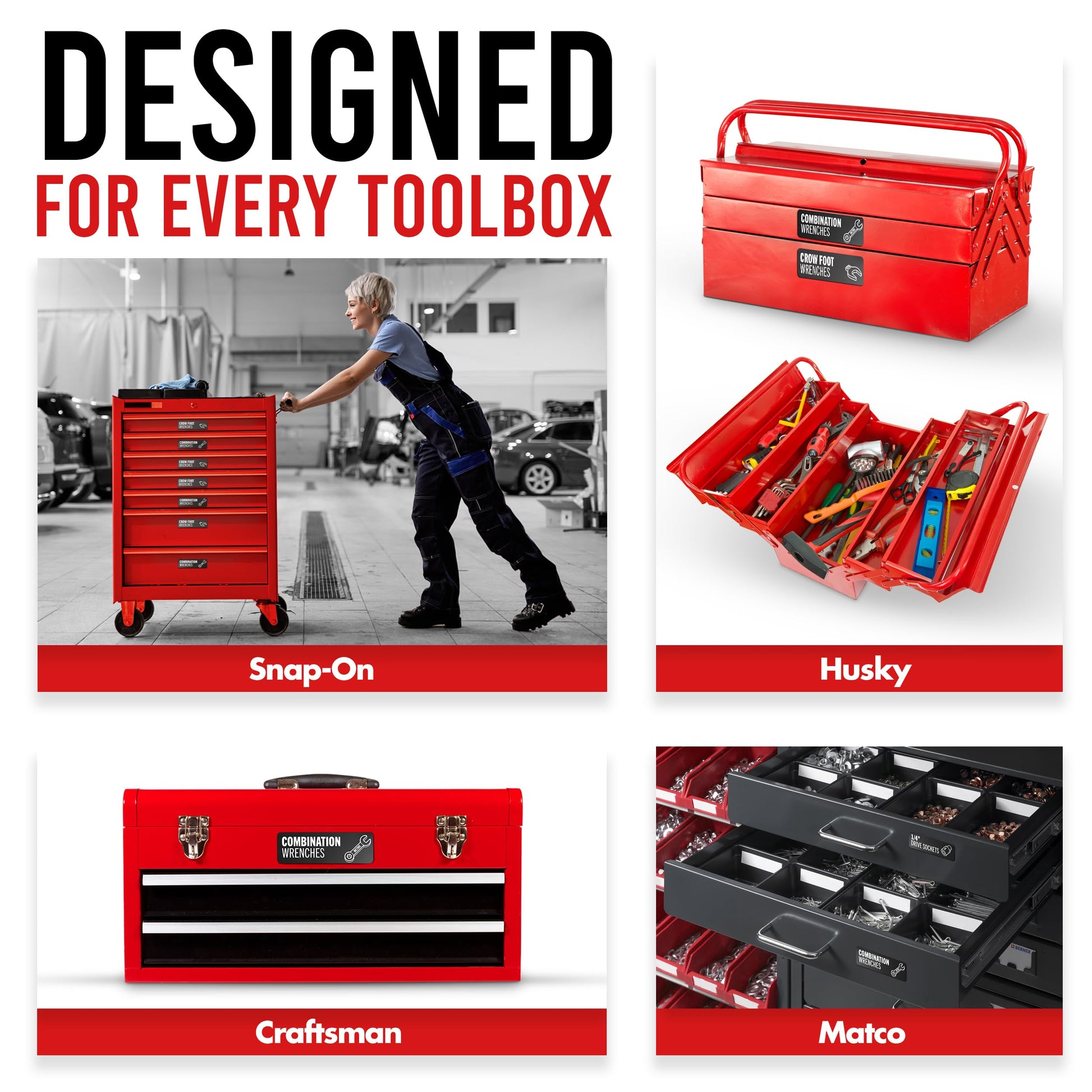 80-Piece Magnetic Toolbox Labels Kit