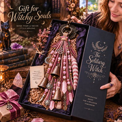 🌙 Witchy Door Charm | Celestial Hanging Décor with Moons, Crystals, Beads, Feathers & Vintage Bells for Doors, Reading Nooks & Witchy Home Spaces 🔮