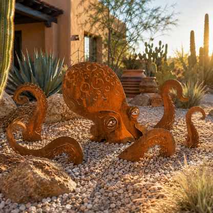 🔥Last Day 50% OFF🎁- 🐙Rust Patina Giant Squid Garden Sculpture