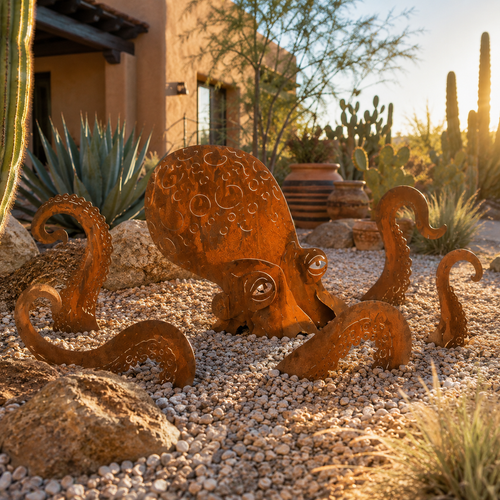 🔥Last Day 50% OFF🎁- 🐙Rust Patina Giant Squid Garden Sculpture