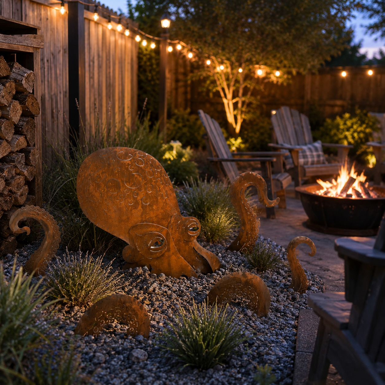 🔥Last Day 50% OFF🎁- 🐙Rust Patina Giant Squid Garden Sculpture