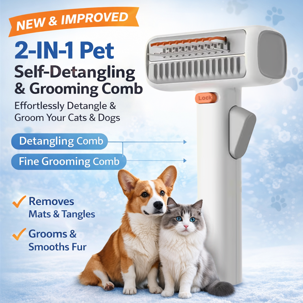 🔥2026 SALE - 2-IN-1 Pet Self-Detangling & Grooming Comb