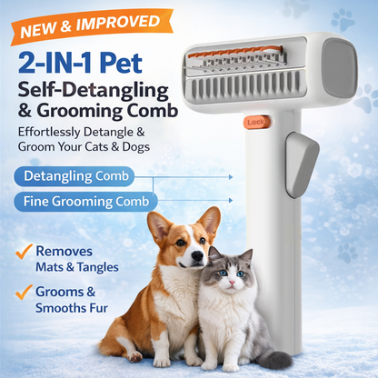 🔥2026 SALE - 2-IN-1 Pet Self-Detangling & Grooming Comb