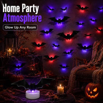 3D LED Bat Wall Decor Set for Spooky Halloween Home Parties