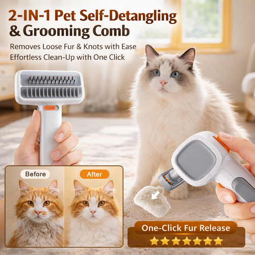 🔥2026 SALE - 2-IN-1 Pet Self-Detangling & Grooming Comb