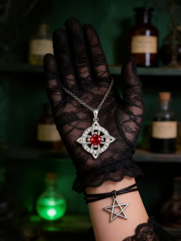 Mystical Birthstone Witches Knot Necklace – Natural Crystal🔮💞Protect Your Loved Ones