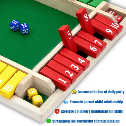 🔥SHUT THE BOX-WOODEN DICE BOARD GAME