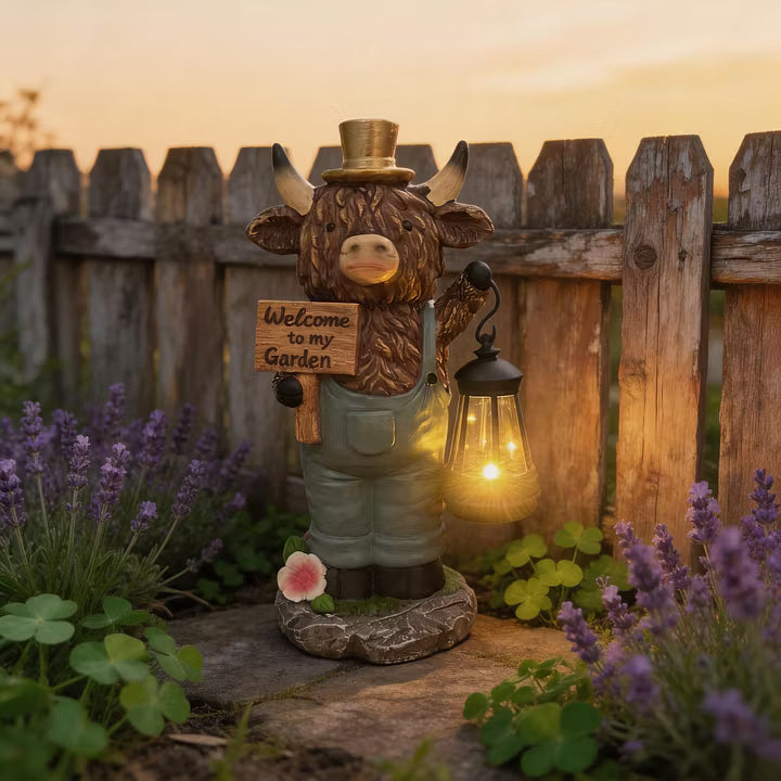 🐮SOLAR-POWERED SCOTTISH HIGHLAND BULL GARDEN WELCOME LIGHT