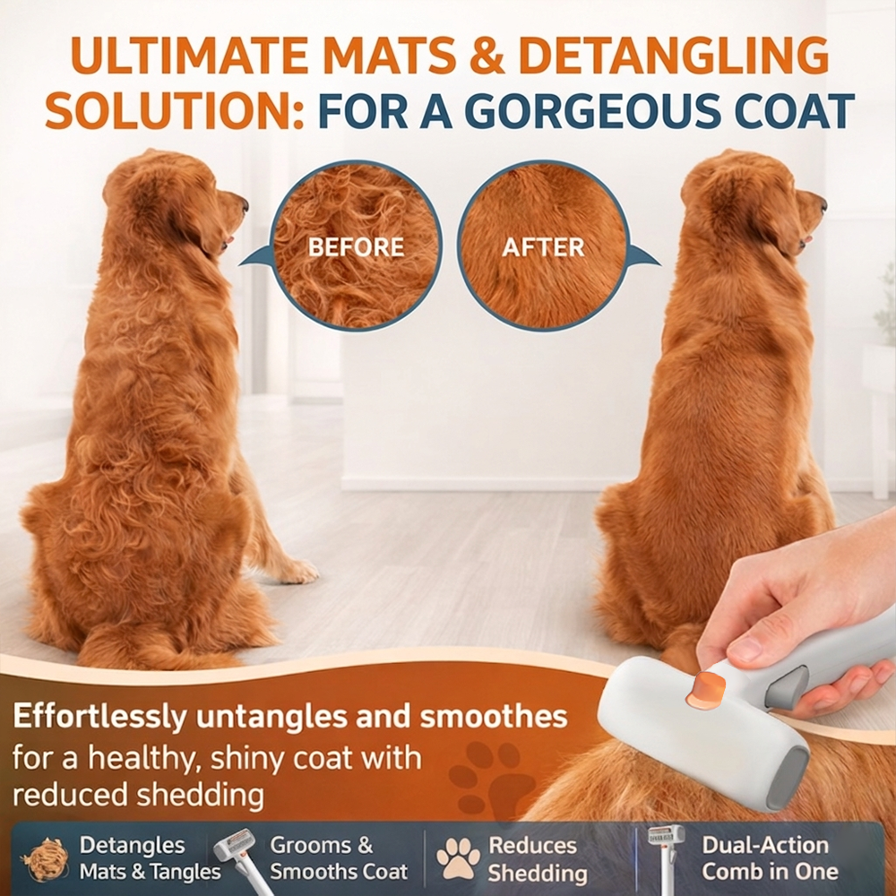 🔥2026 SALE - 2-IN-1 Pet Self-Detangling & Grooming Comb