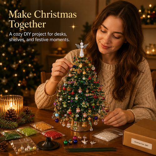 🎄 DIY Beaded Christmas Tree Craft Kit - Tabletop Holiday Decoration✨