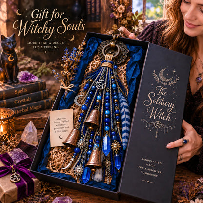 🌙 Witchy Door Charm | Celestial Hanging Décor with Moons, Crystals, Beads, Feathers & Vintage Bells for Doors, Reading Nooks & Witchy Home Spaces 🔮