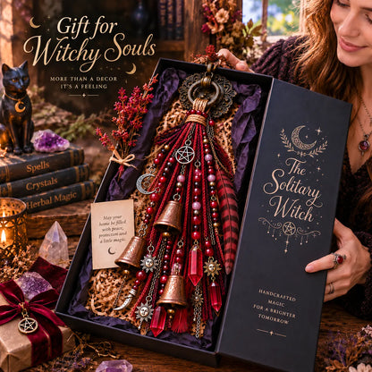 🌙 Witchy Door Charm | Celestial Hanging Décor with Moons, Crystals, Beads, Feathers & Vintage Bells for Doors, Reading Nooks & Witchy Home Spaces 🔮