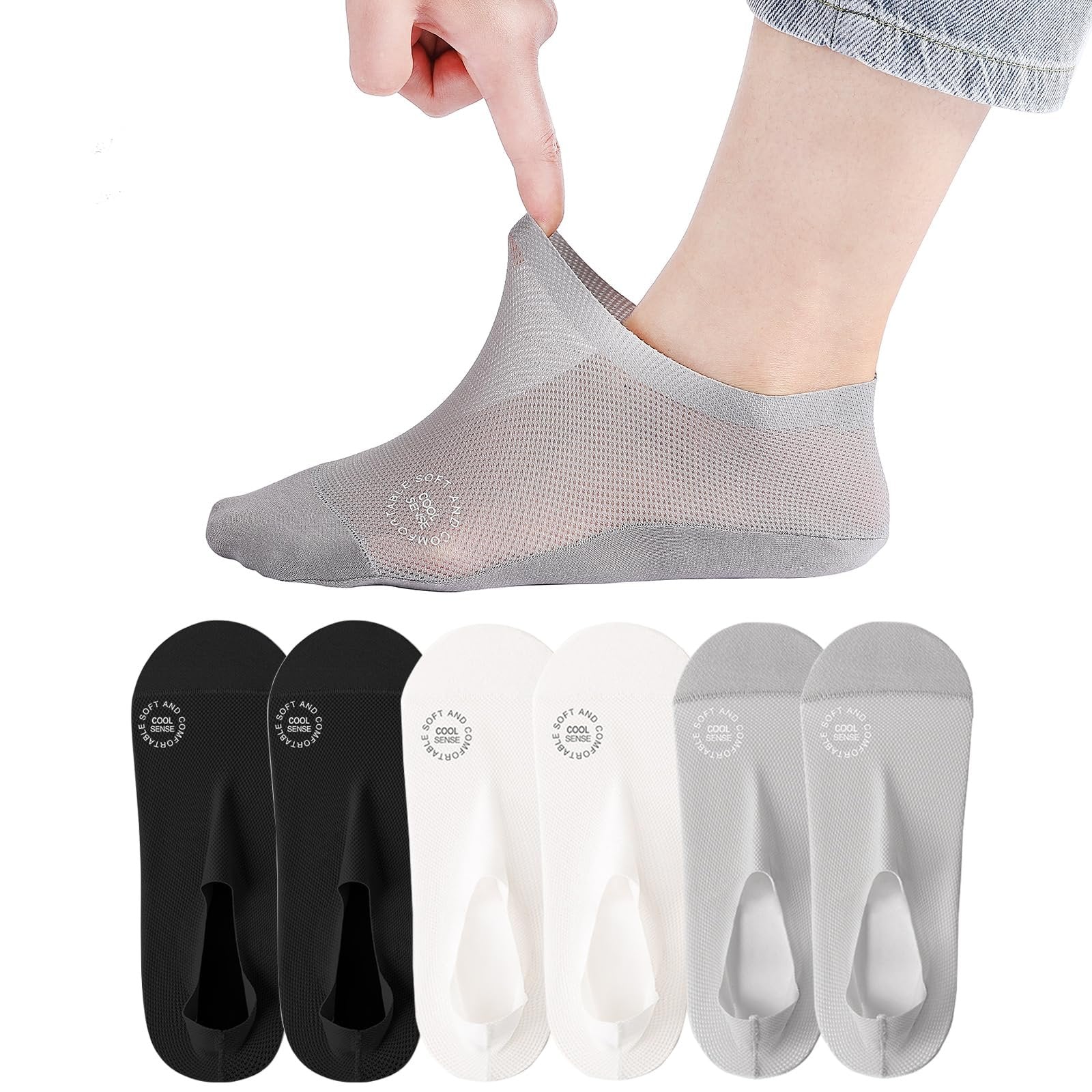 3 Pairs (Black+White+Gray)