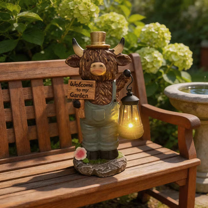 🐮SOLAR-POWERED SCOTTISH HIGHLAND BULL GARDEN WELCOME LIGHT