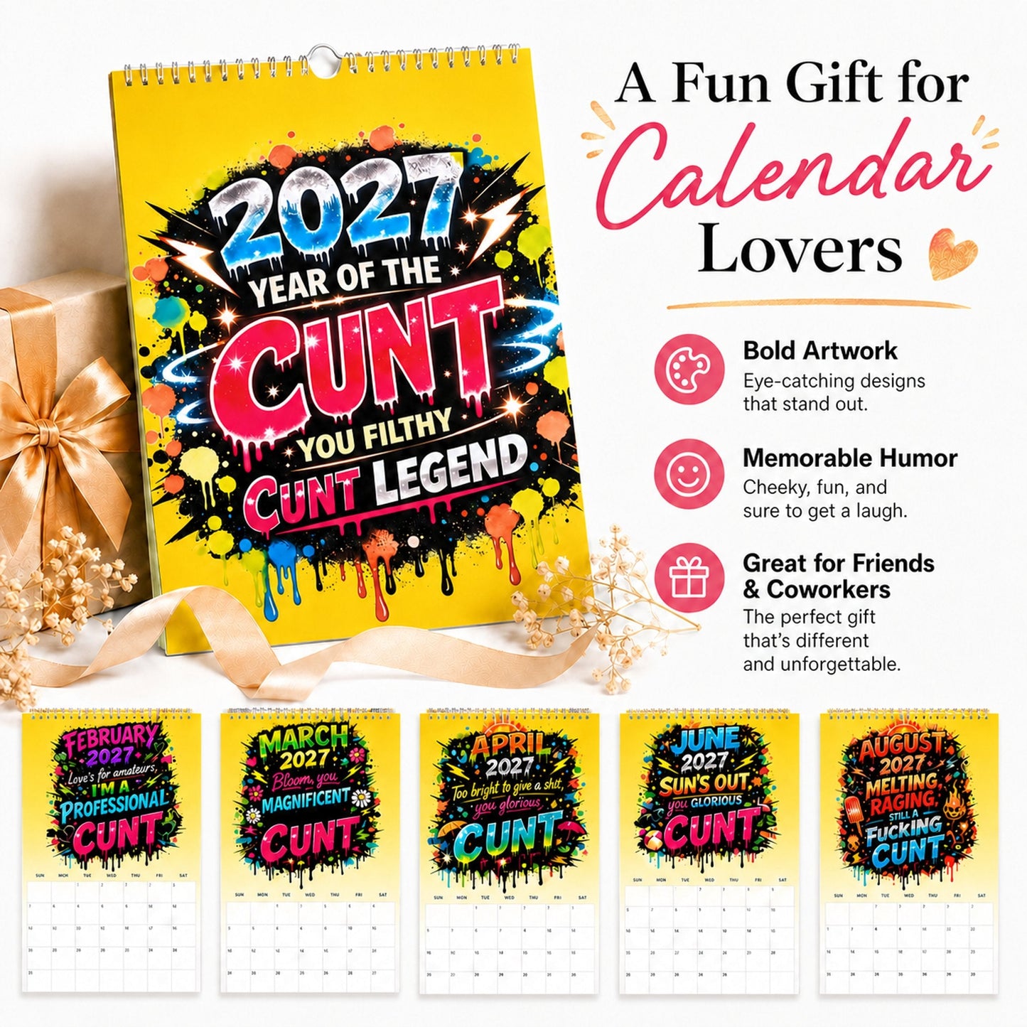 💥Early Bird Sale — 50% OFF🎁2027 Year of the Cunt Wall Calendar – Bold Graffiti Humor Calendar1📆🌟