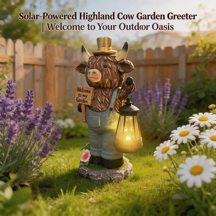 🐮SOLAR-POWERED SCOTTISH HIGHLAND BULL GARDEN WELCOME LIGHT