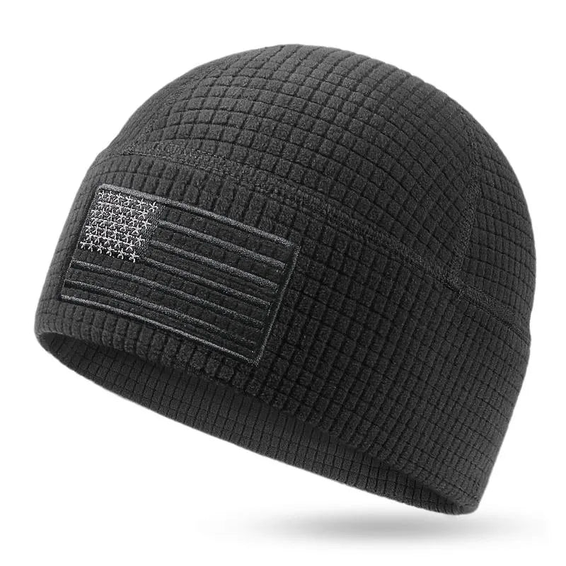 American Flag Embroidery Waffle Watch Cap