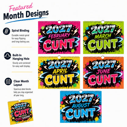 💥Early Bird Sale — 50% OFF🎁2027 Year of the Cunt Wall Calendar – Bold Graffiti Humor Calendar1📆🌟