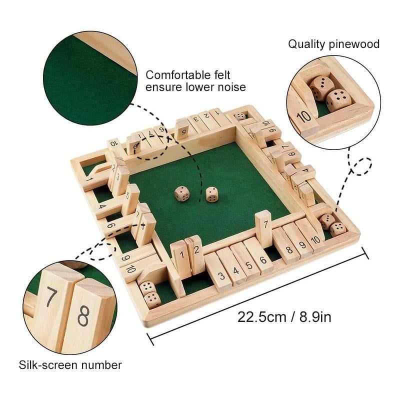 🔥SHUT THE BOX-WOODEN DICE BOARD GAME