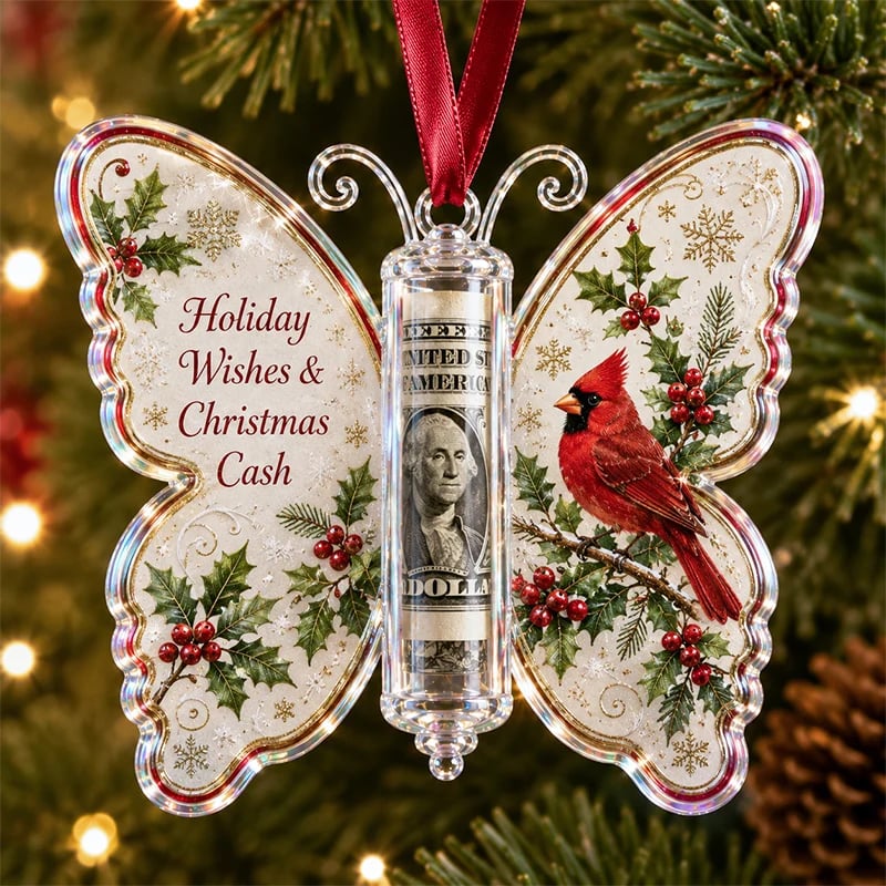 🦋 Christmas Cash Gift Butterfly Keepsake Ornament – Holiday Money Holder 🎄