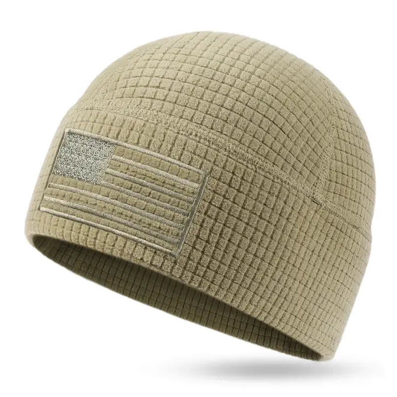 American Flag Embroidery Waffle Watch Cap
