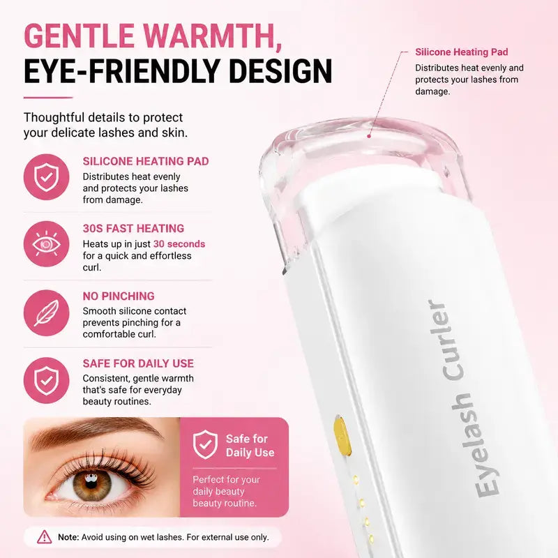 Thermal Eyelash Curler USB Rechargeable for Sensitive Skin