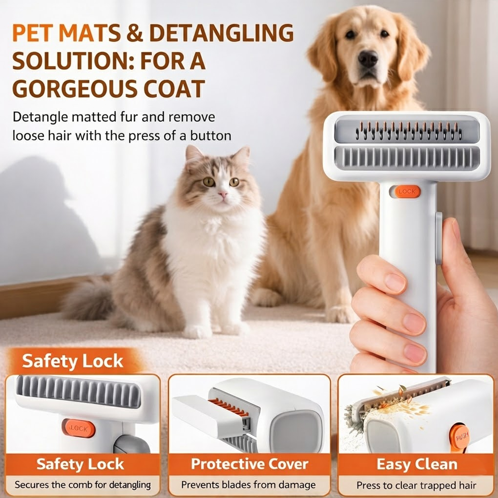 🔥2026 SALE - 2-IN-1 Pet Self-Detangling & Grooming Comb