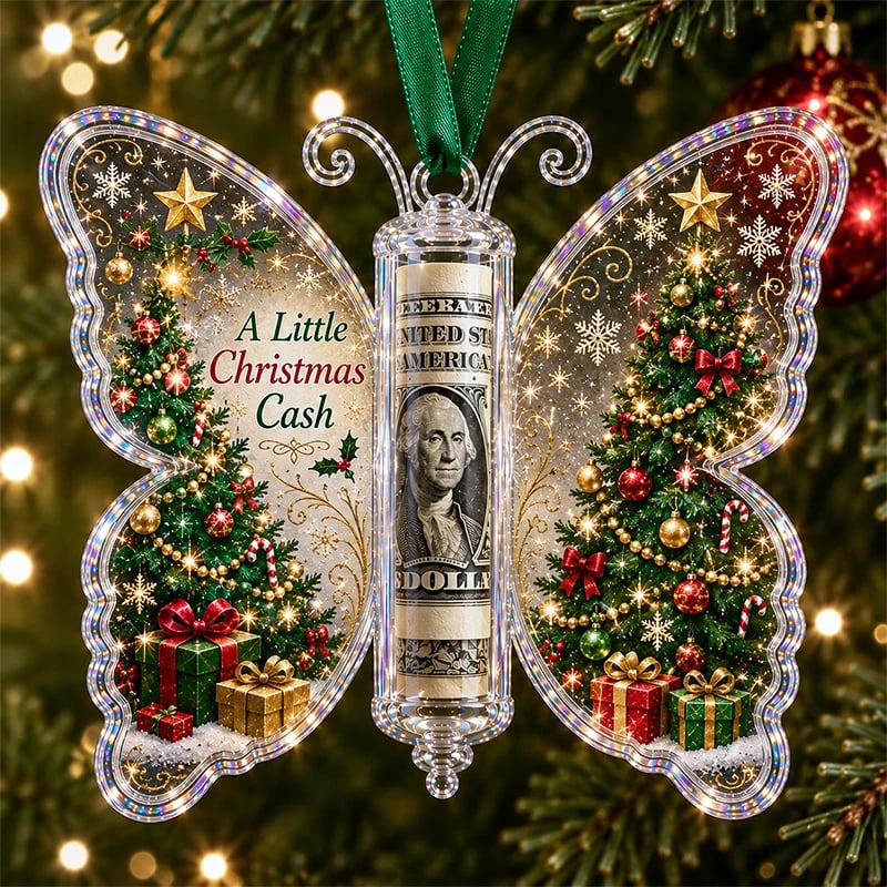 🦋 Christmas Cash Gift Butterfly Keepsake Ornament – Holiday Money Holder 🎄