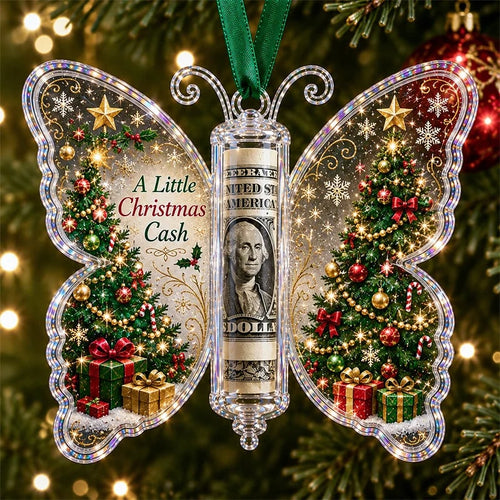 🦋 Christmas Cash Gift Butterfly Keepsake Ornament – Holiday Money Holder 🎄