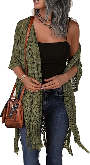☀️ Summer Crochet Cardigan - Oversized Open Front Kimono Sweater with Tassel ✨