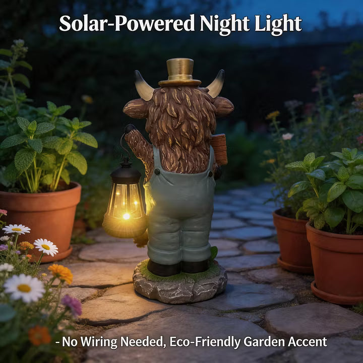 🐮SOLAR-POWERED SCOTTISH HIGHLAND BULL GARDEN WELCOME LIGHT