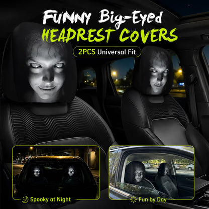 🔥😆 Funny Cartoon Car Headrest Covers – 2PCS Universal Fit 🚗