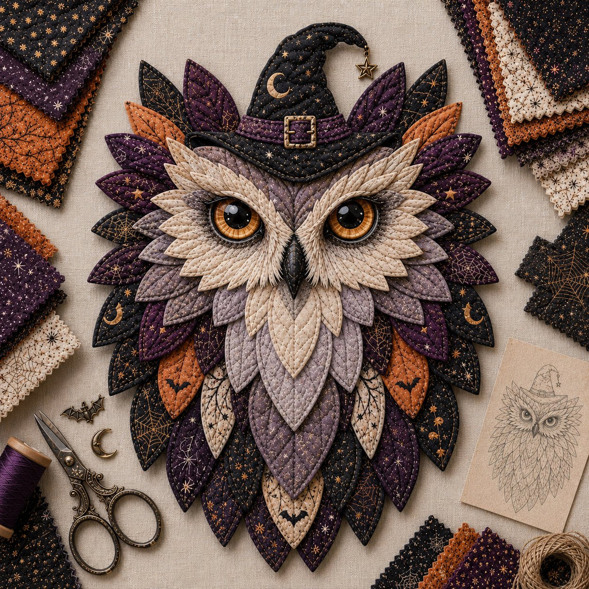 💥 LAST DAY 49% OFF - 🦉 Layered Fabric Owl Wall Art DIY Kit – Easy for Beginners, Guide Included