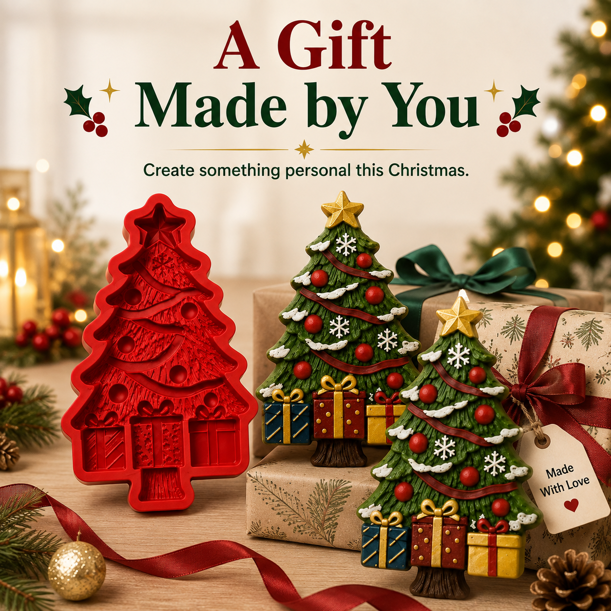 🎄 3D Embossed Christmas Tree Reusable Casting Mold & DIY Craft ✨