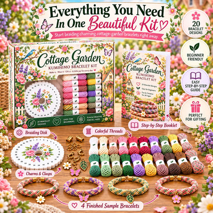 🌸Cottage Garden Kumihimo Bracelet Making Kit – DIY Braided Friendship Bracelets & Creative Gift Set ✨Beginners Friendily