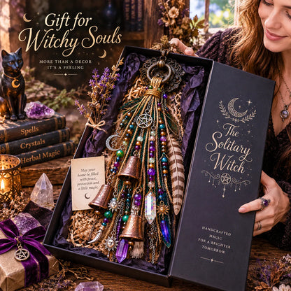 🌙 Witchy Door Charm | Celestial Hanging Décor with Moons, Crystals, Beads, Feathers & Vintage Bells for Doors, Reading Nooks & Witchy Home Spaces 🔮
