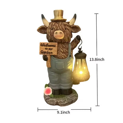 🐮SOLAR-POWERED SCOTTISH HIGHLAND BULL GARDEN WELCOME LIGHT