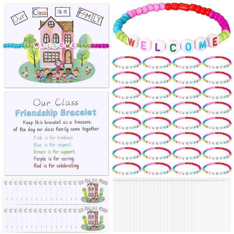 🔥Last Day 50% OFF - ✨🌈Pack of 25 Welcome BeadBracelets - StrengthenClassroom Friendship & SpreadWarm Kindness!