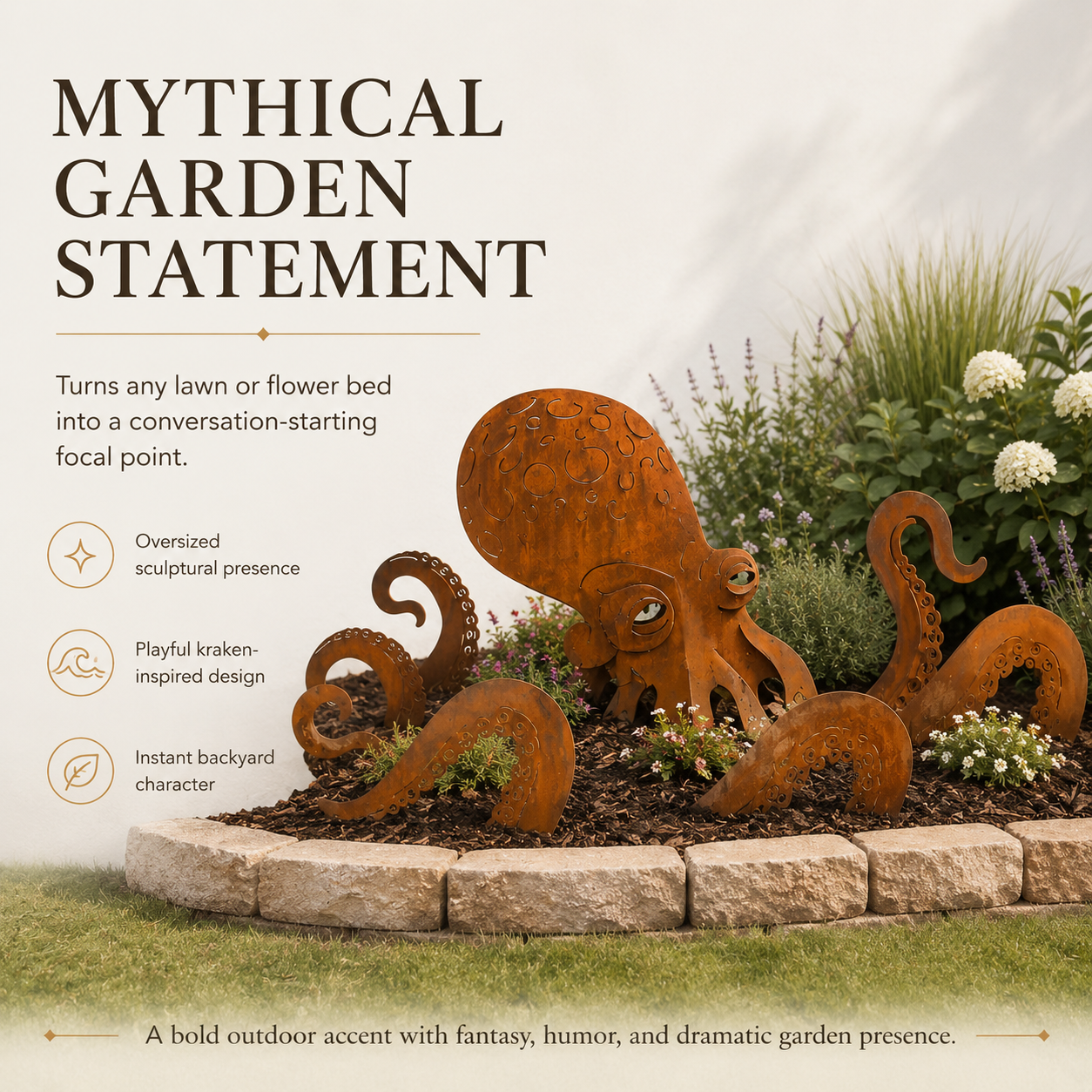 🔥Last Day 50% OFF🎁- 🐙Rust Patina Giant Squid Garden Sculpture