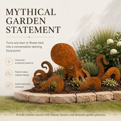 🔥Last Day 50% OFF🎁- 🐙Rust Patina Giant Squid Garden Sculpture