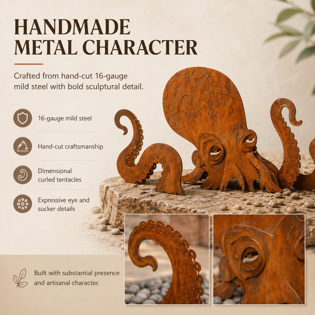 🔥Last Day 50% OFF🎁- 🐙Rust Patina Giant Squid Garden Sculpture