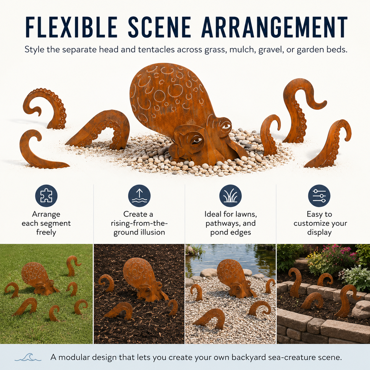 🔥Last Day 50% OFF🎁- 🐙Rust Patina Giant Squid Garden Sculpture