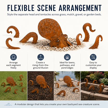 🔥Last Day 50% OFF🎁- 🐙Rust Patina Giant Squid Garden Sculpture