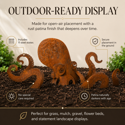 🔥Last Day 50% OFF🎁- 🐙Rust Patina Giant Squid Garden Sculpture