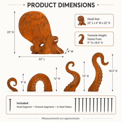 🔥Last Day 50% OFF🎁- 🐙Rust Patina Giant Squid Garden Sculpture