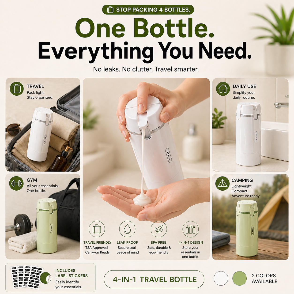 4-in-1 Leak-Proof Travel Dispenser