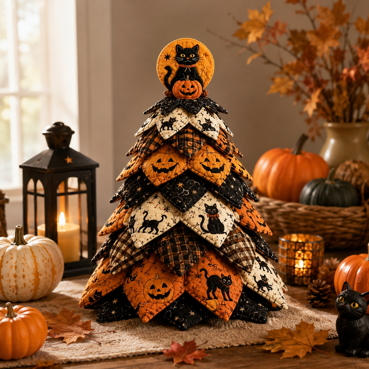 🎃 Selling Fast!–Limited-Time 50% OFF DIY Halloween Quilted Fabric Tree Kit