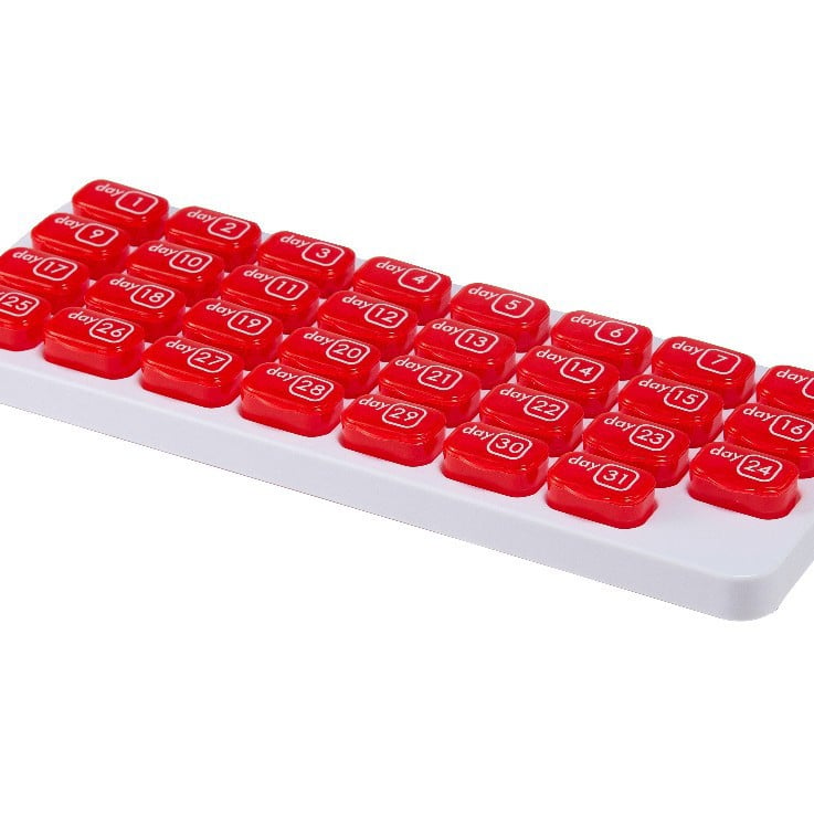 🔥Last Day 69% OFF -💊Monthly Pill Organizer with Lid - Arthritis-Friendly Easy-Open Lids 31 Removable Daily Pill Pods Date Reminder & Travel Case for Vitamins & Medications